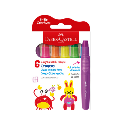 Crayones Jumbo Cremosos neón estuche x6