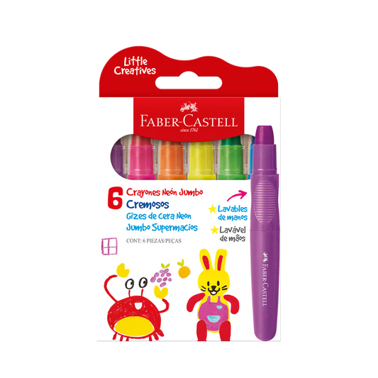 Crayones Jumbo Cremosos neón estuche x6