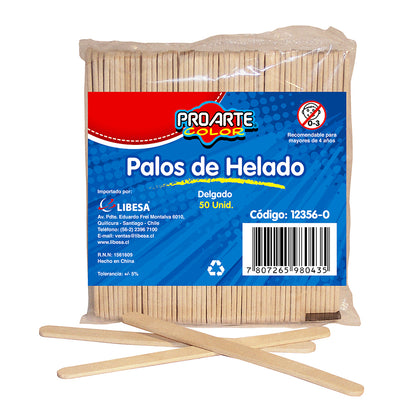 Palos de Helado delgados  madera color natural Proarte