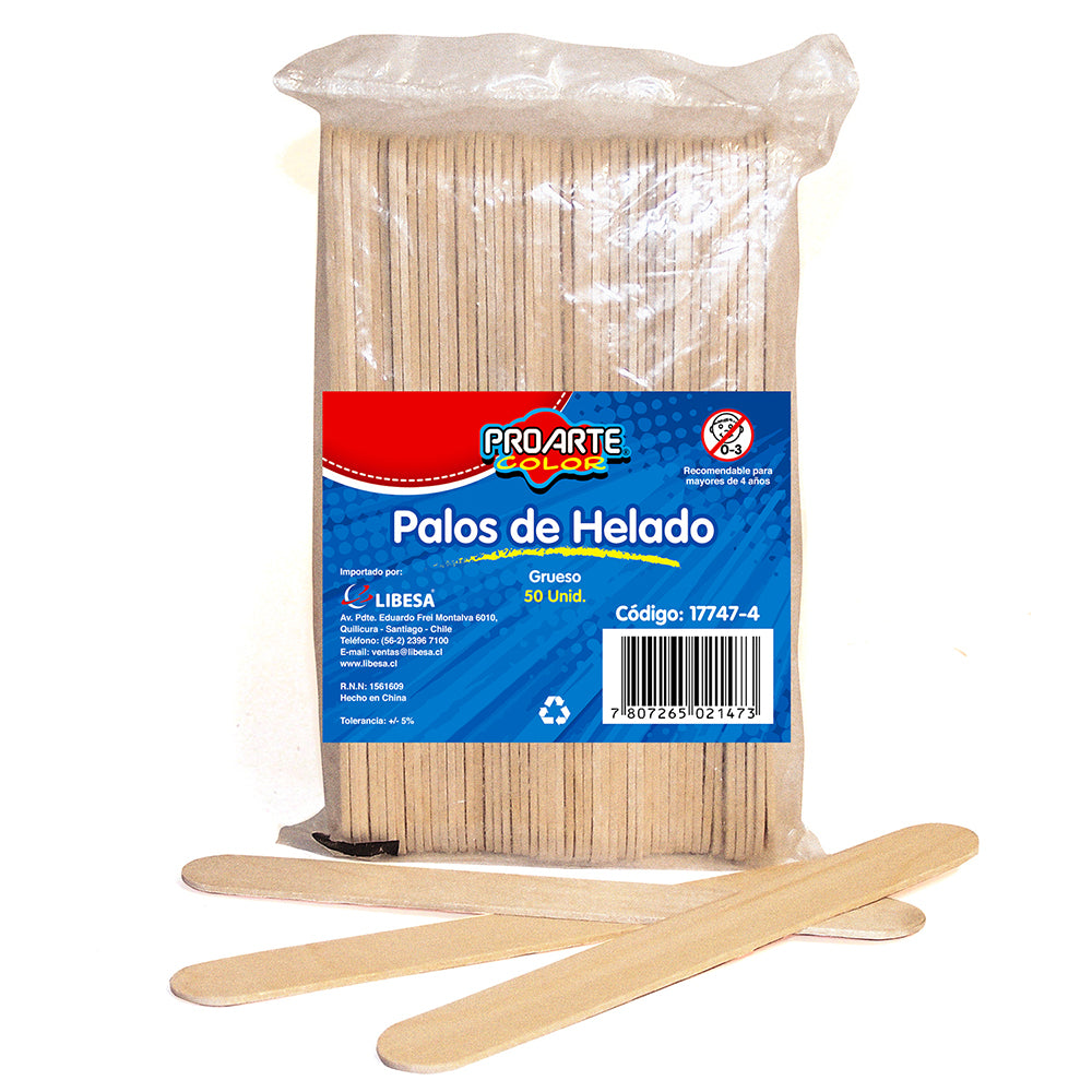 Palos de Helado de madera gruesos  color natural Proarte