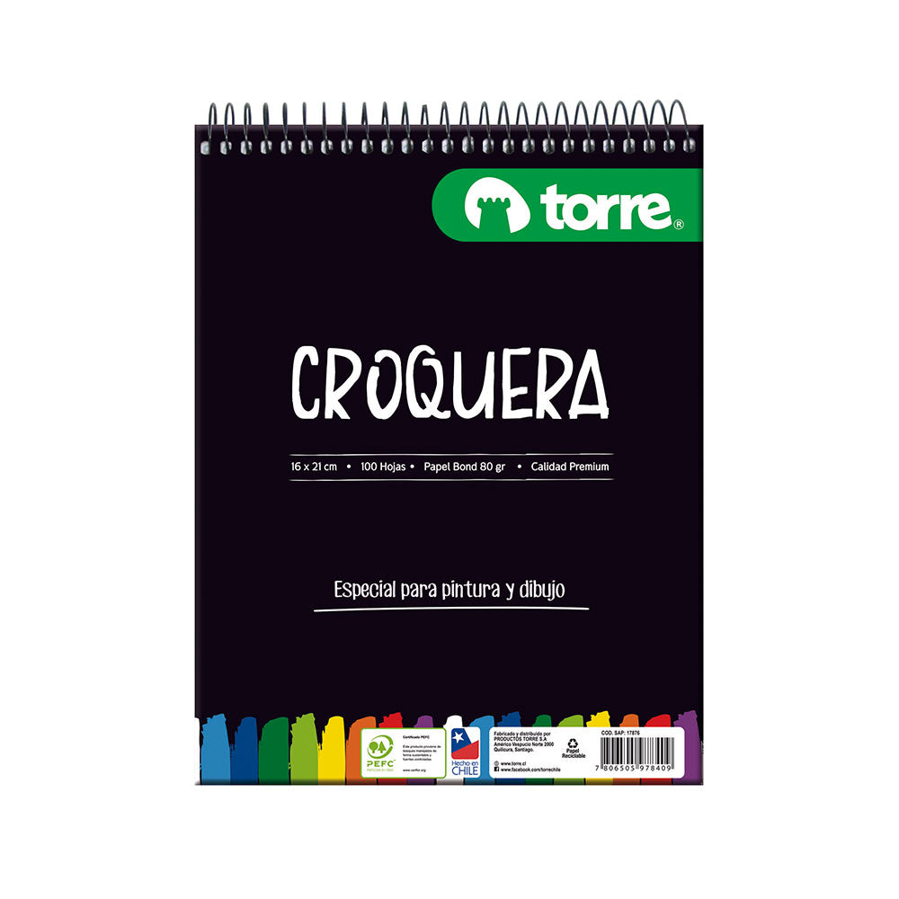 Croquera 16x21- 100 hojas torre