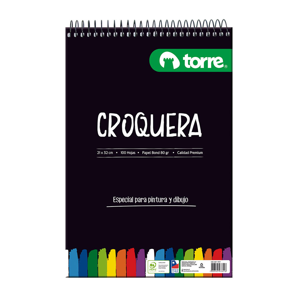 Croquera 100 hojas 21x32 cm torre