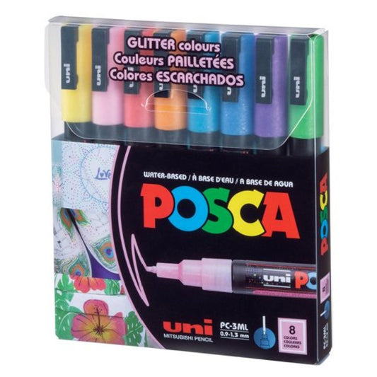 Marcadores Posca 3ML Set 8 Colores Glitter