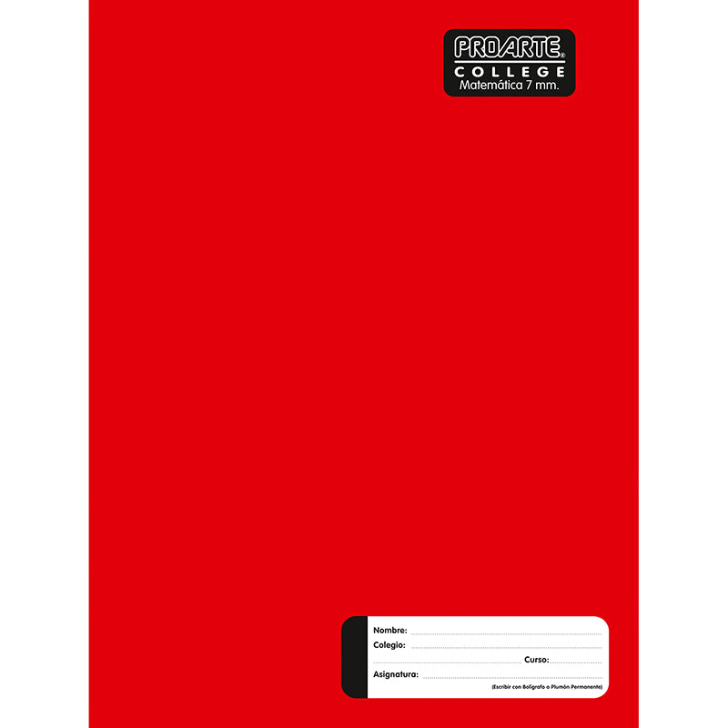 Cuaderno College Liso 7mm. Proarte