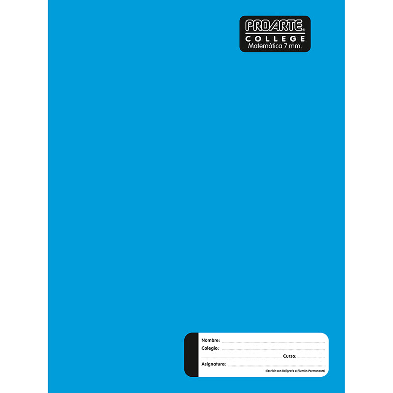 Cuaderno College Liso 7mm. Proarte