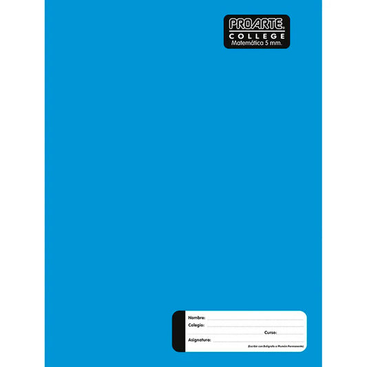 Cuaderno College Liso 80hjs 5mm. Proarte