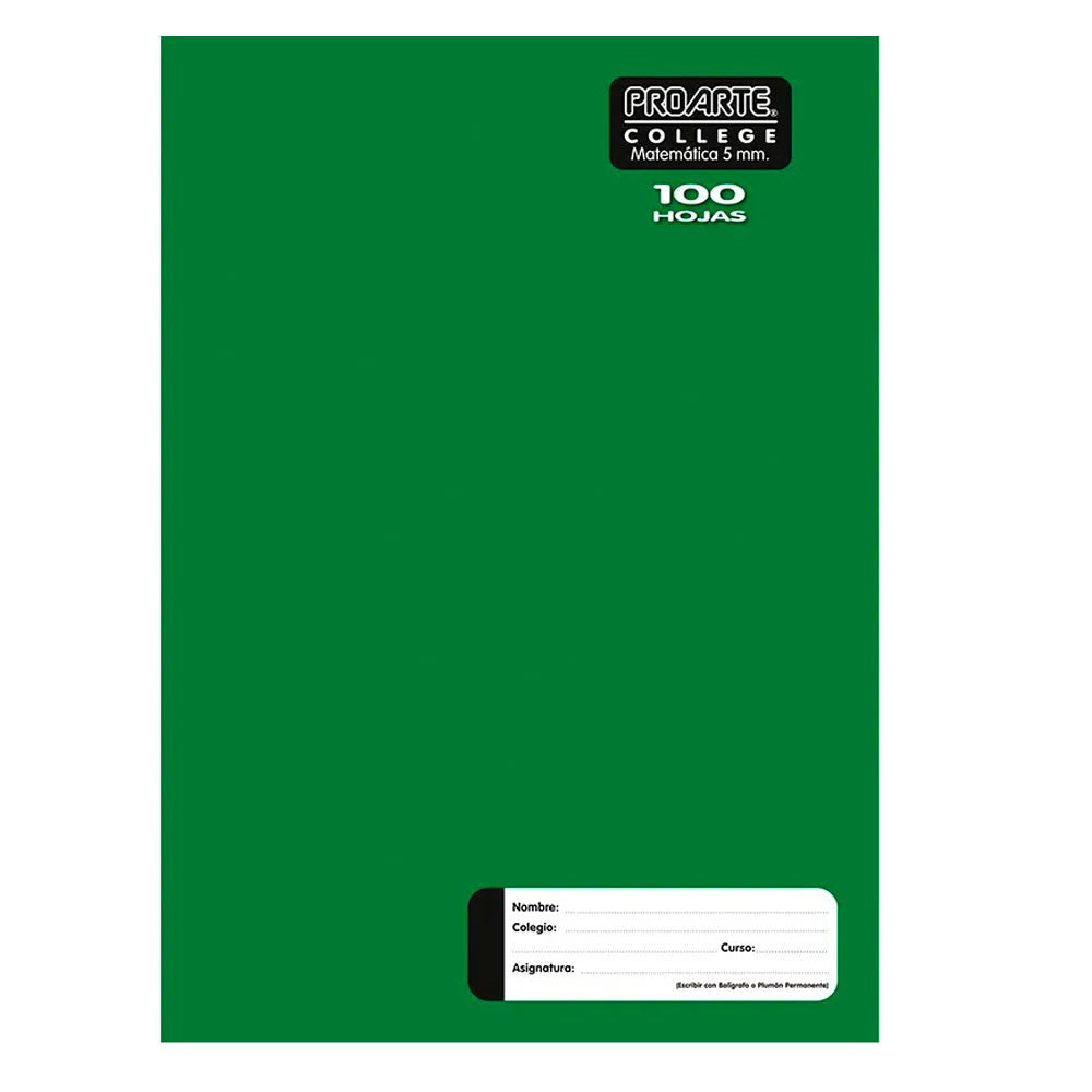 Cuaderno College 100hjs 5mm Proarte