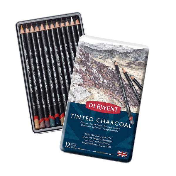 Set de 12 lápices carboncillo Tinted Charcoal caja metálica