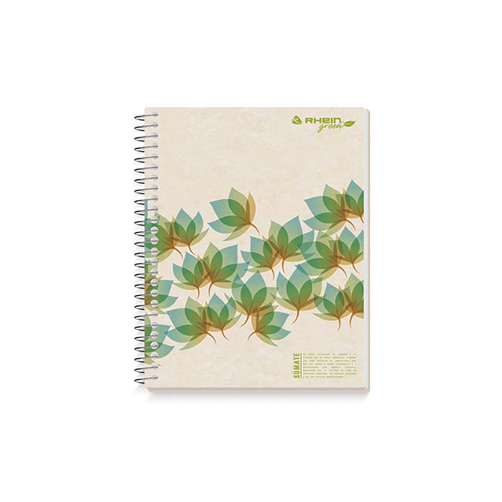 Cuaderno 1/2 oficio 120 hojas 5mm green tapa dura rhein