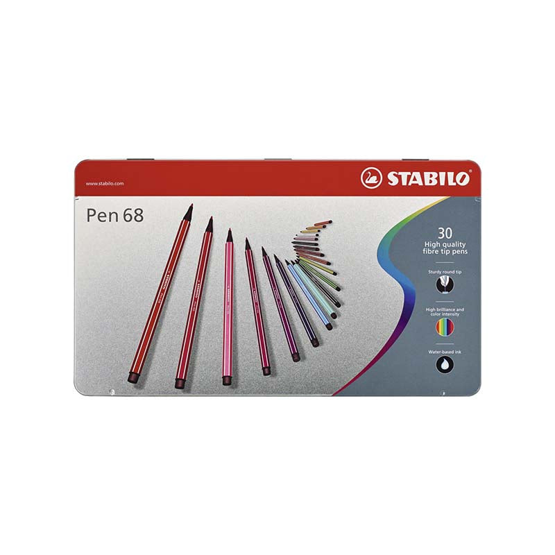 Fineliner stabilo 30 unidades caja metalica