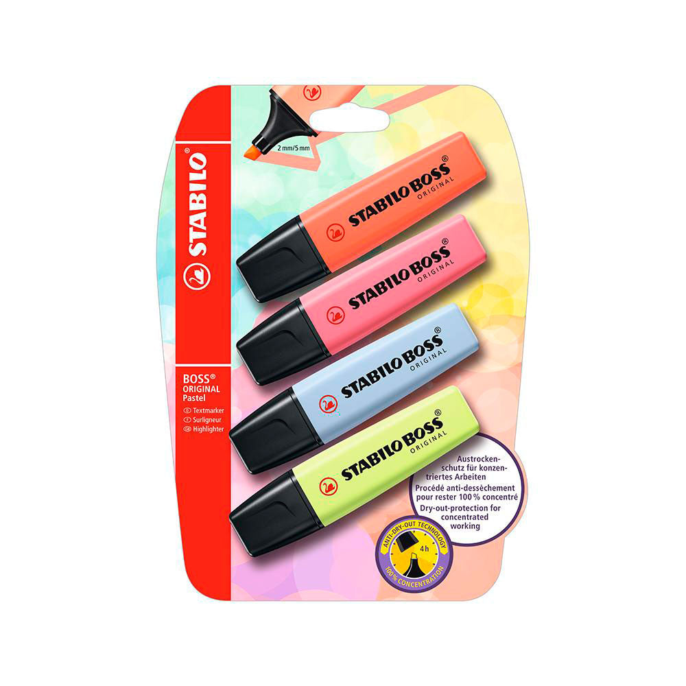 Set 4 Destacadores Stabilo Boss Pastel