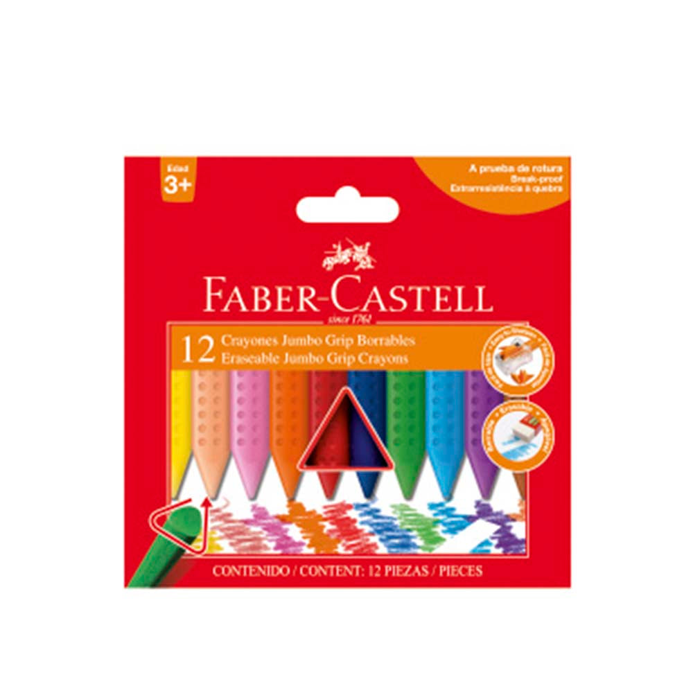 Set lapices de cera triangular jumbo 12 colores