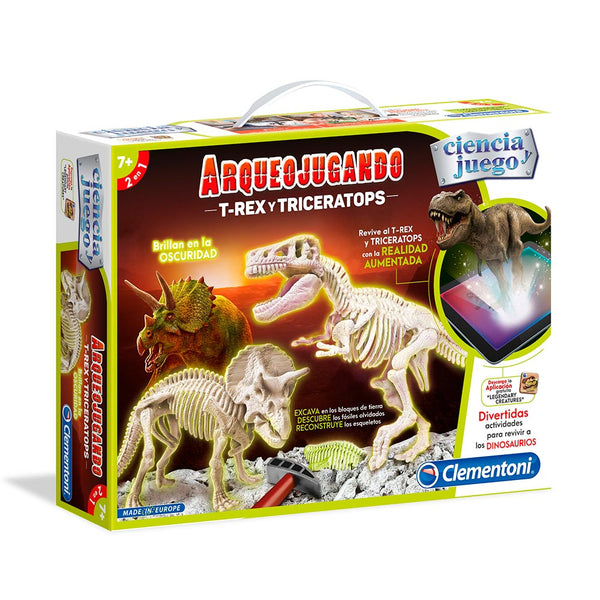 Arqueojugando T-Rex y Triceratops Fluorescente
