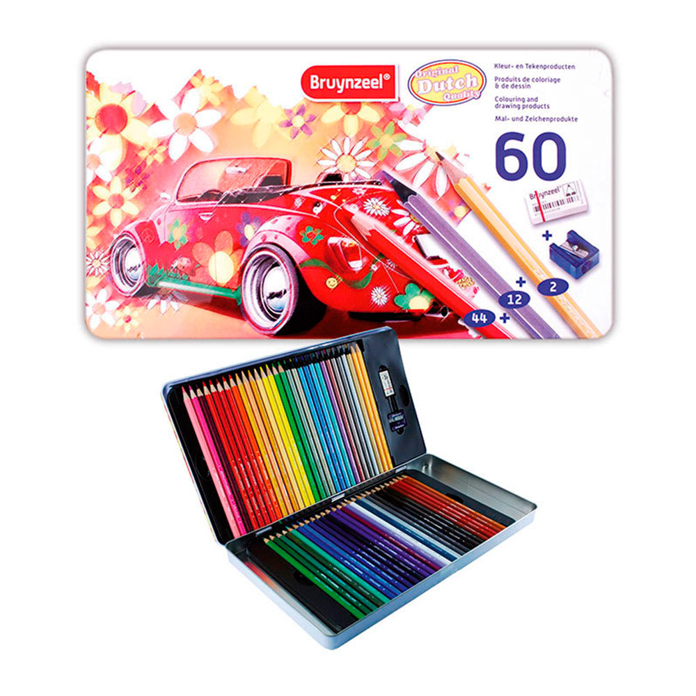 Caja 58 Colores + Sacapuntas y Goma de Borrar