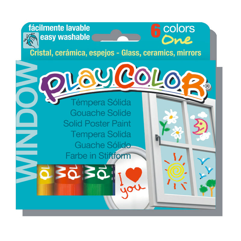 Tempera solida para vidrios 6 colores playcolor #02001