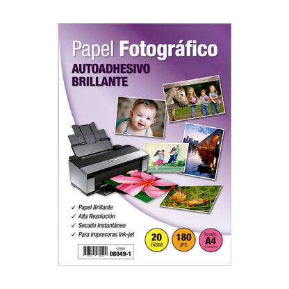 Papel fotográfico adhesivo A4  180 gr.