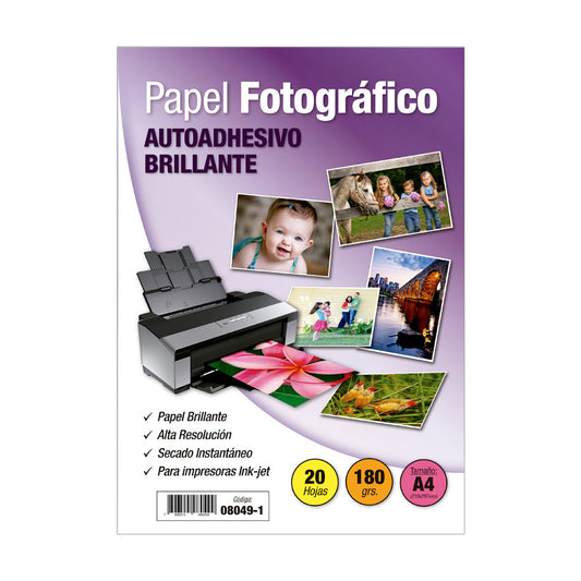Papel fotográfico adhesivo A4  180 gr.