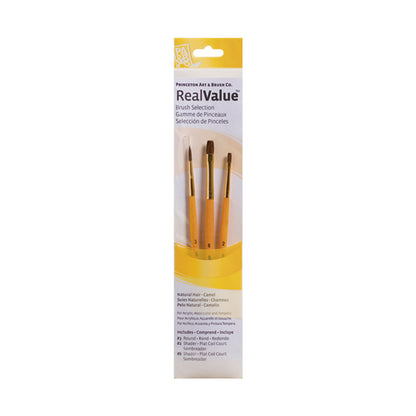 Set 3 pinceles pelo camello Amarillo RealValue