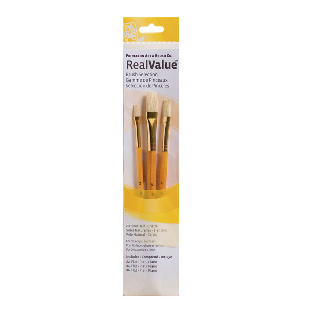 Set 3 pinceles pelo natural Amarillo RealValue