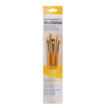 Set 3 pinceles pelo natural Amarillo RealValue