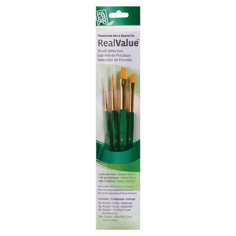 Set 4 pinceles pelo sintético Verde RealValue