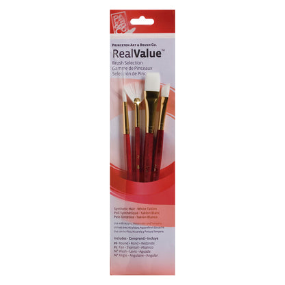 Set 4 pinceles pelo sintetico Rojo RealValue