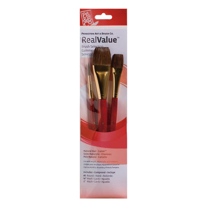 Set 3 pinceles pelo camello Rojo RealValue