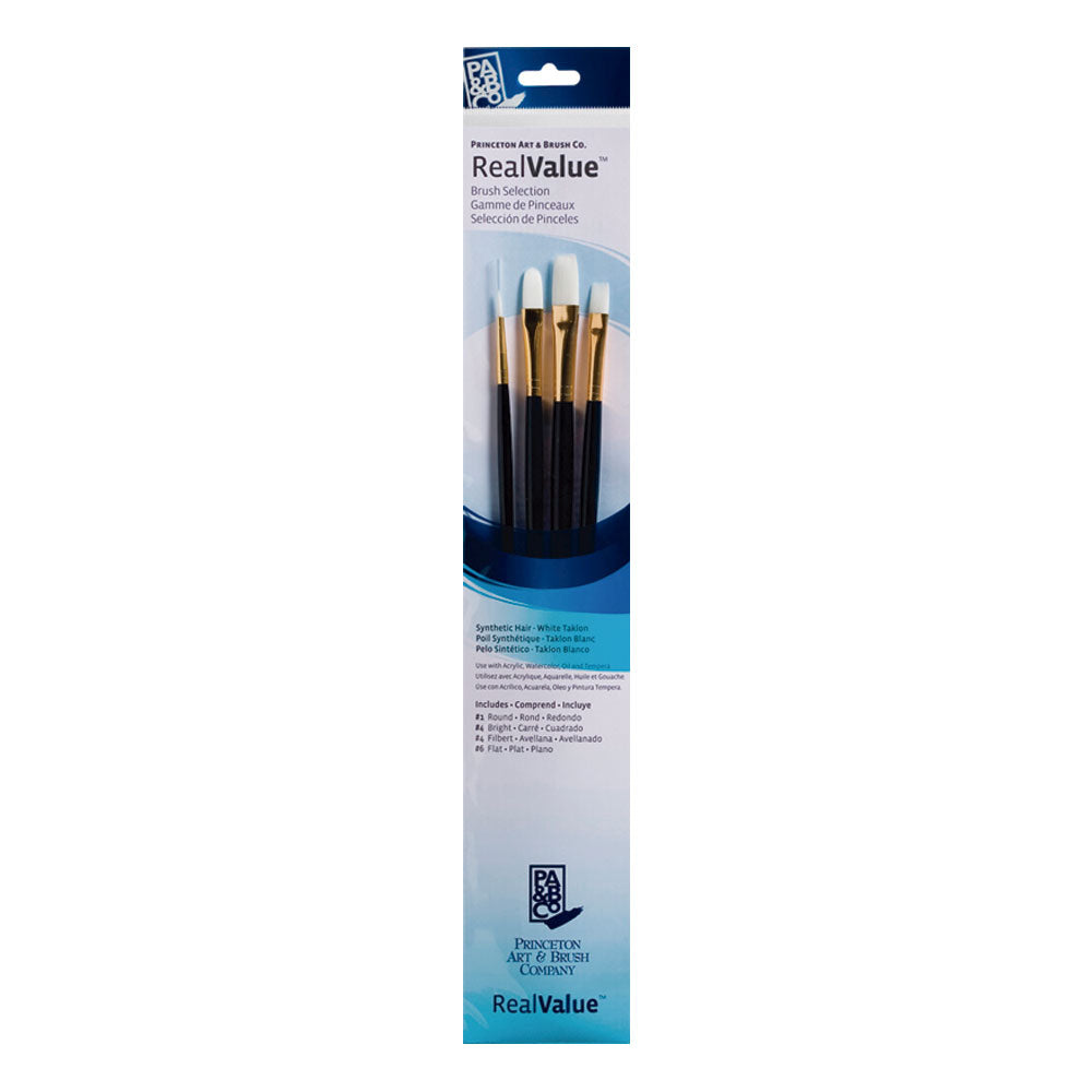 Set 4 pinceles pelo sintetico Azul RealValue