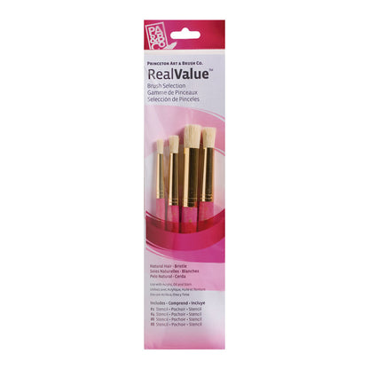 Set 4 pinceles pelo natural Fucsia RealValue