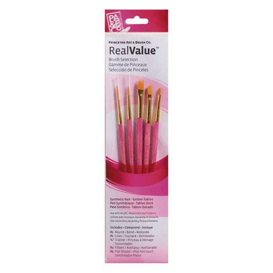 Set 5 pinceles pelo sintetico Fucsia RealValue