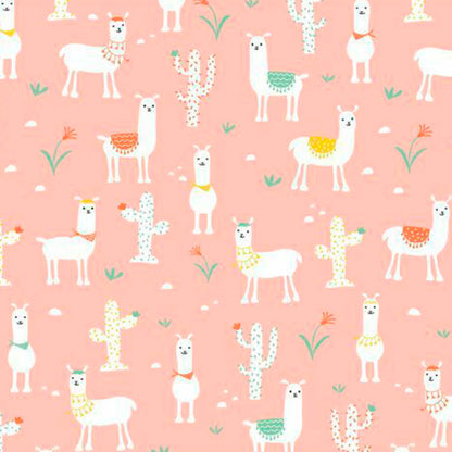 Papel de Regalo en Rollo Llamas Rosado