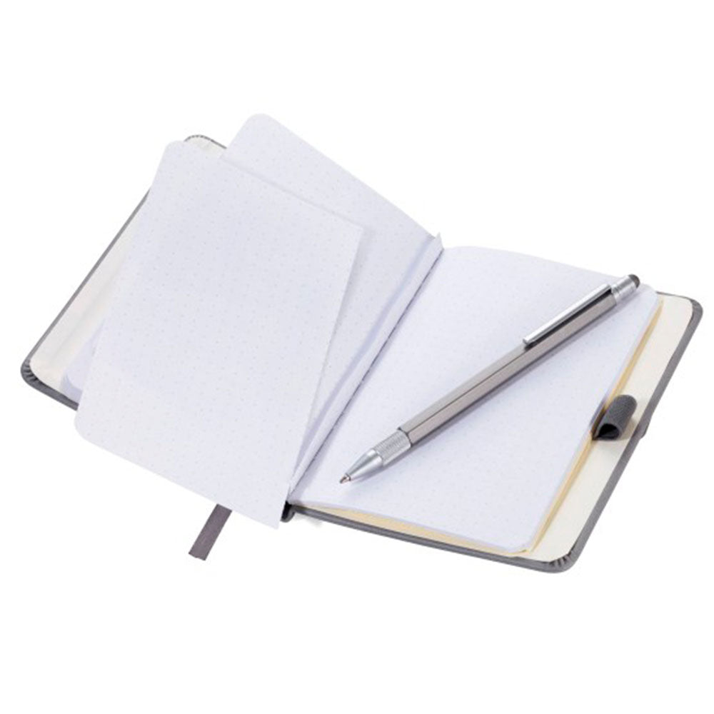 Libreta slimpad troika con bolígrafo constructor slim gris