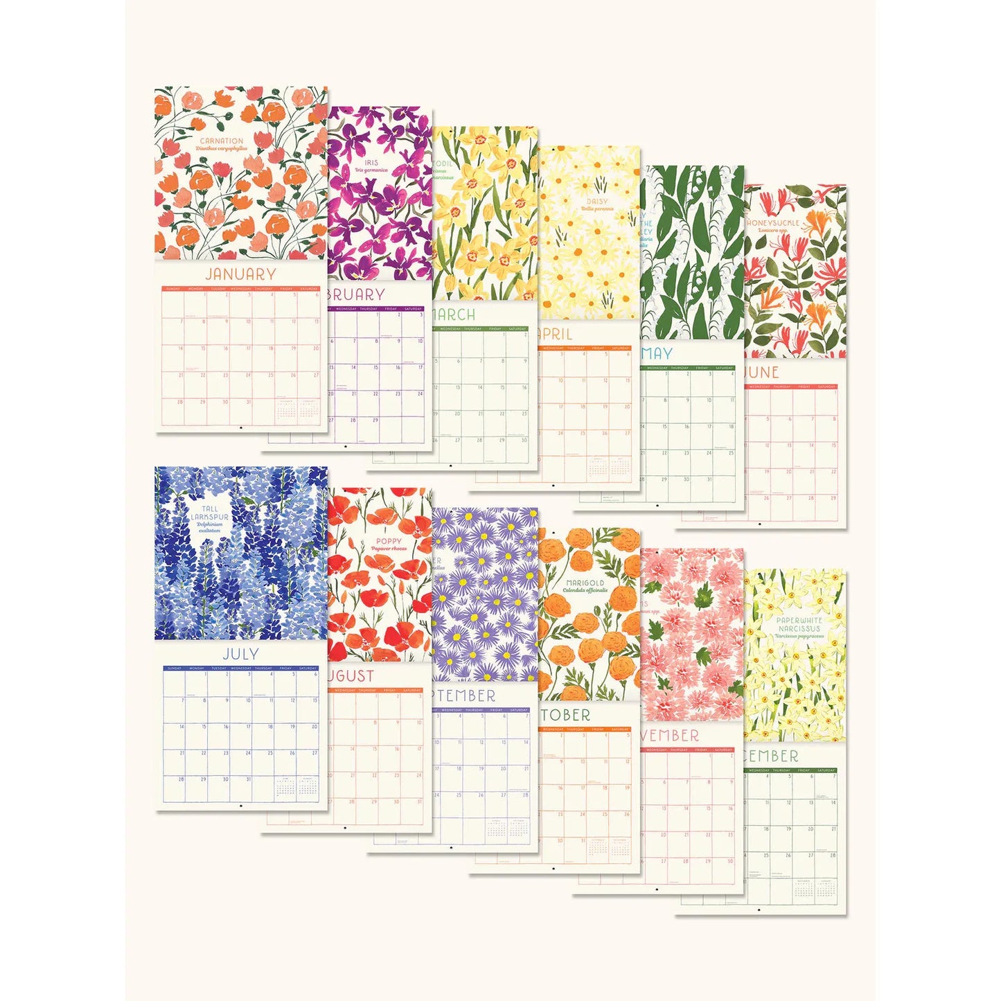 Calendario 2024 Birth Flowers 12 Meses