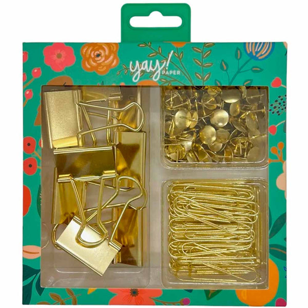 Set Clips y Pins Gold - Flora